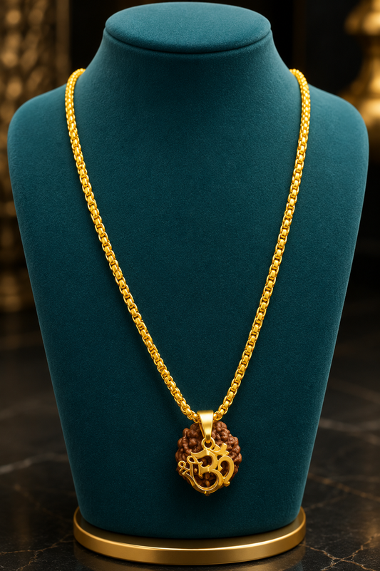 Om Rudraksha Pendant With Chain