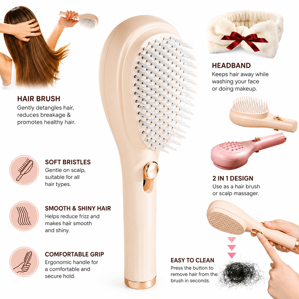 Scalp Massage Comb With Retractable Bristle.