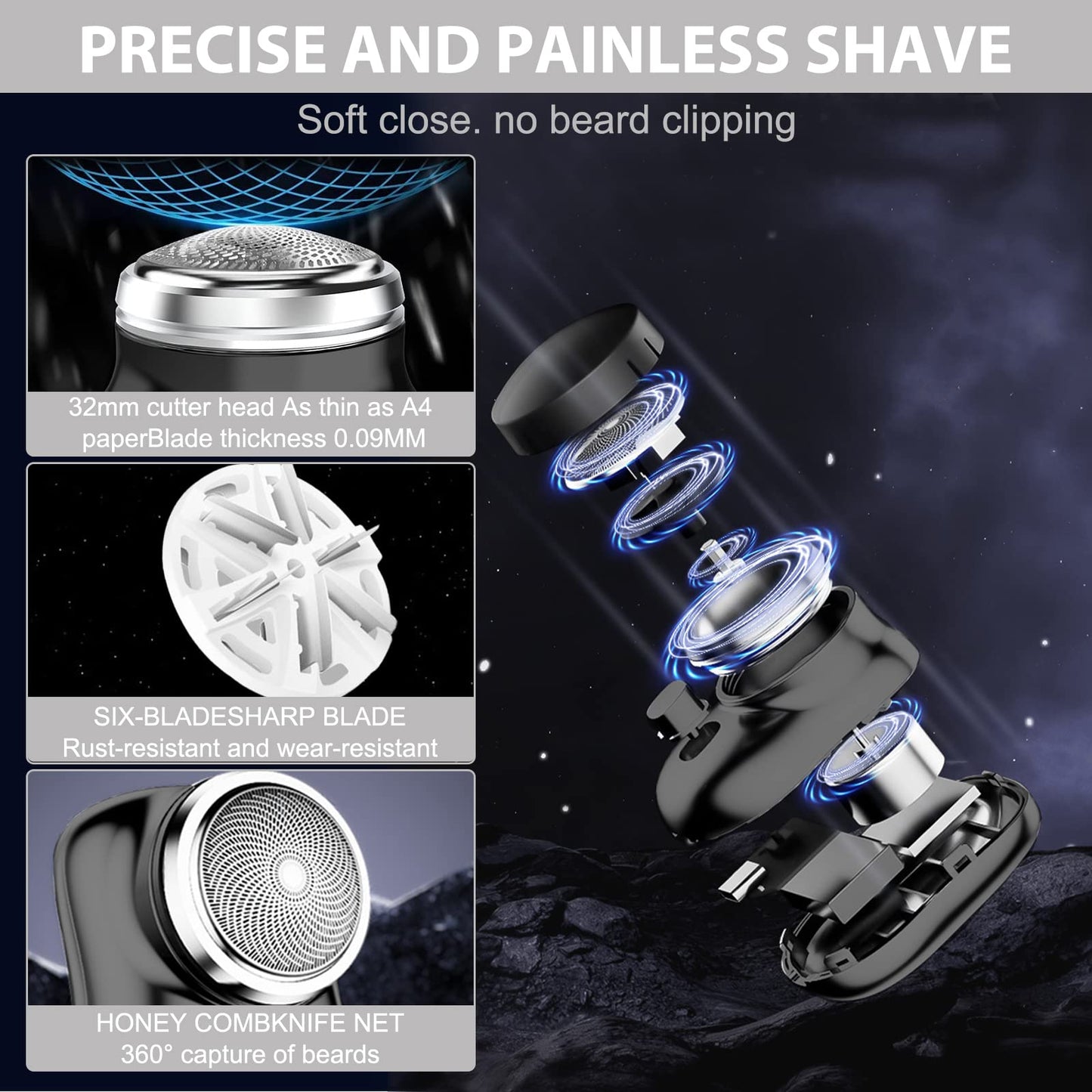 Mini-Shave Portable Electric Shaver, 2023 New Upgrade Mini Electric Razor Shavers for Men