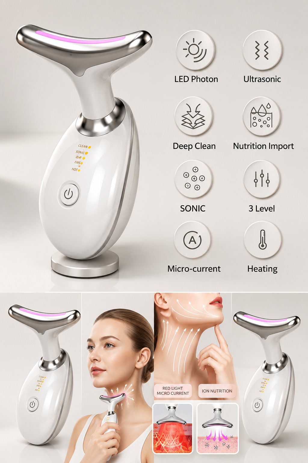 LED Neck & Face Lift Massager