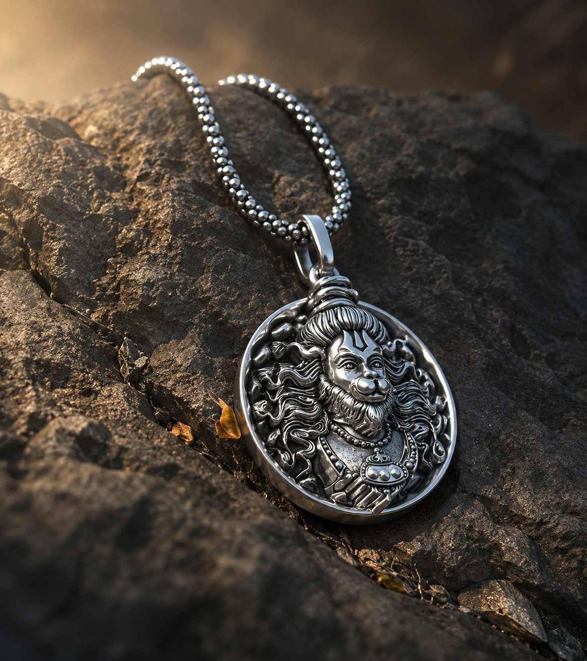 Hanuman Ji Pendant Oxodaised Silver Chain