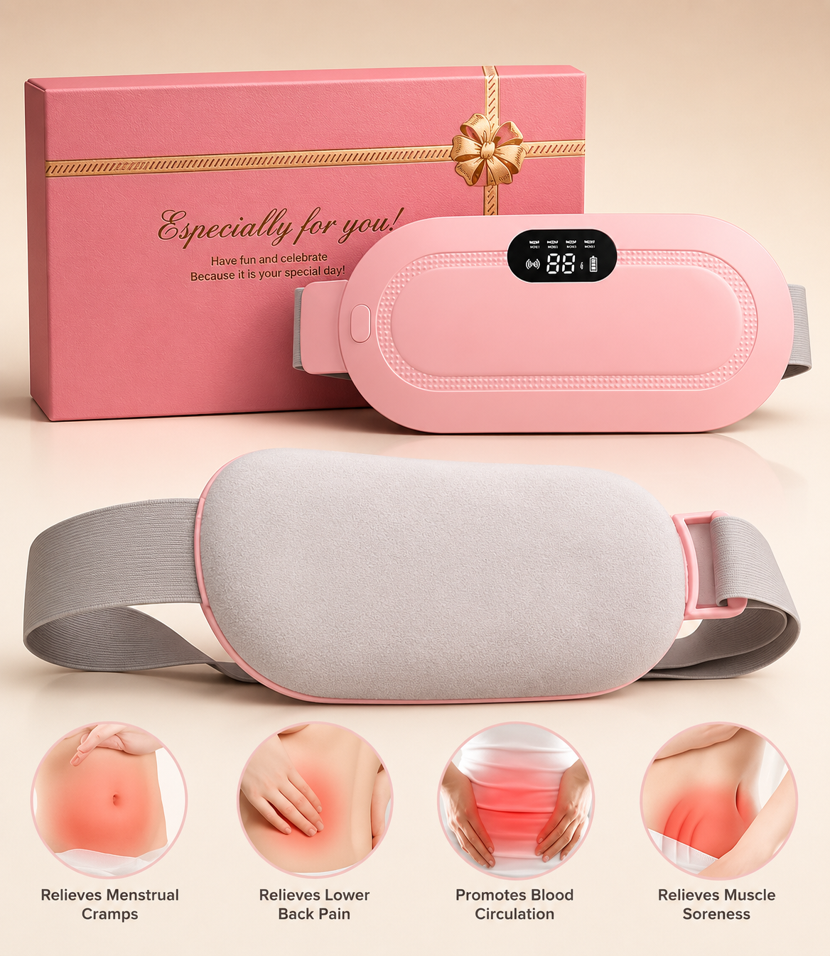Period Cramp Relief Massager with Heating Pad