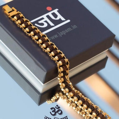✨ Genuine Panch Mukhi Rudraksha Bracelet with Gold Plating (Pack of 2)