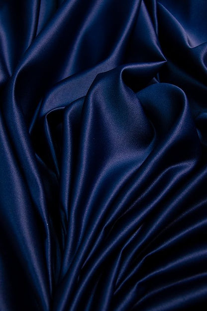 Blue Premium Satin Elastic Fitted Sheets with 2 Pillow Covers