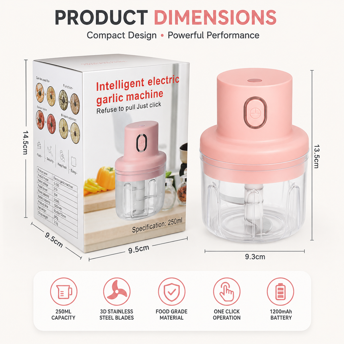 Electric food chopper wireless