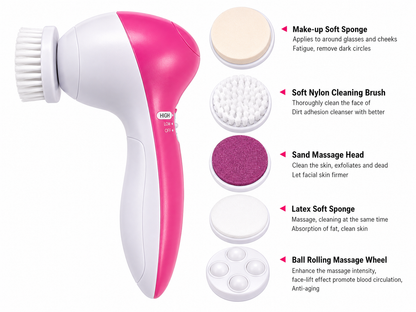GlowSpin 5-in-1 Facial Cleansing Brush Massager