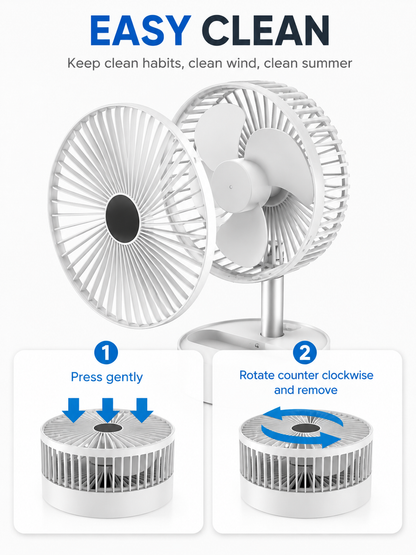 Portable Rechargeable Table Fan – 2100 RPM