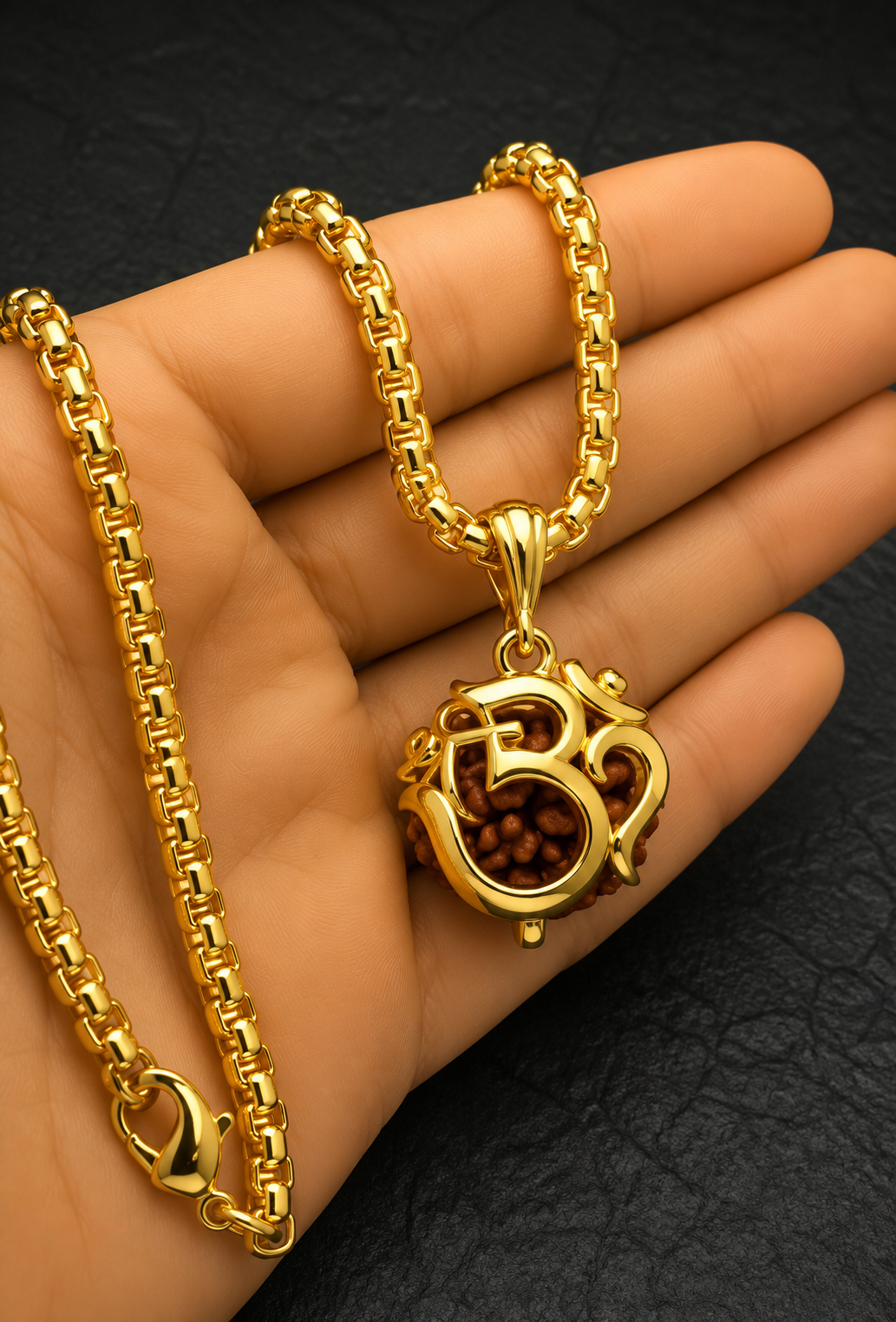 Om Rudraksha Pendant With Chain