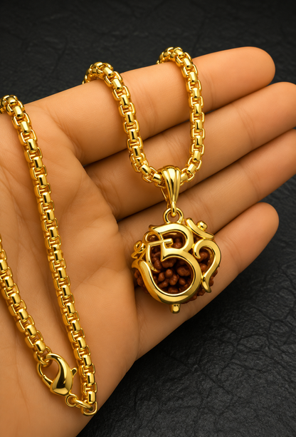 Om Rudraksha Pendant With Chain