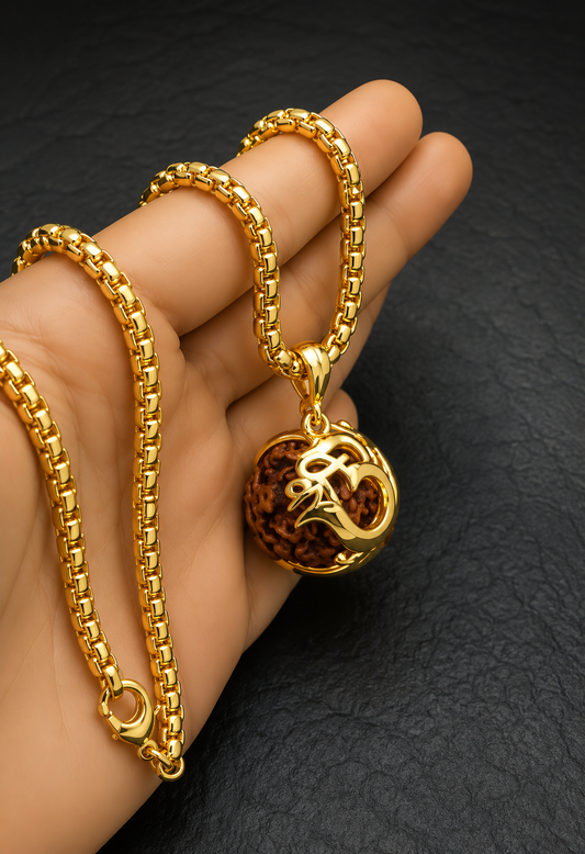 Om Rudraksha Pendant With Chain