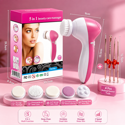 GlowSpin 5-in-1 Facial Cleansing Brush Massager