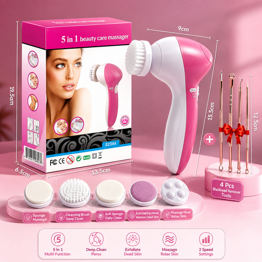 GlowSpin 5-in-1 Facial Cleansing Brush Massager
