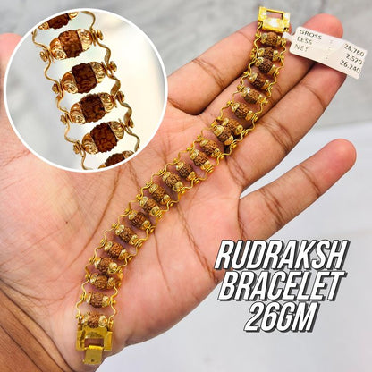 ✨ Genuine Panch Mukhi Rudraksha Bracelet with Gold Plating (Pack of 2)