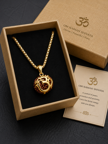 Om Rudraksha Pendant With Chain