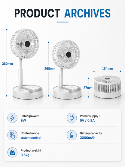 Portable Rechargeable Table Fan – 2100 RPM