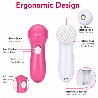 GlowSpin 5-in-1 Facial Cleansing Brush Massager